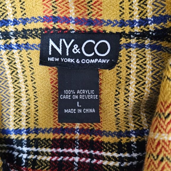 New York & CO Plaid Full Front Zip Long Sleeve Shacket Shirt - Picture 2 of 6